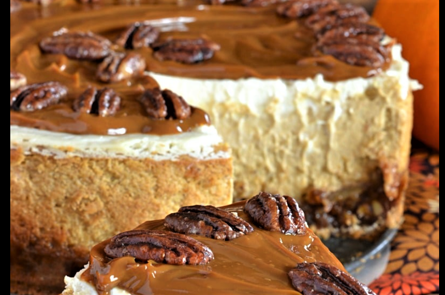 Cheesecake alla zucca con torta di noci